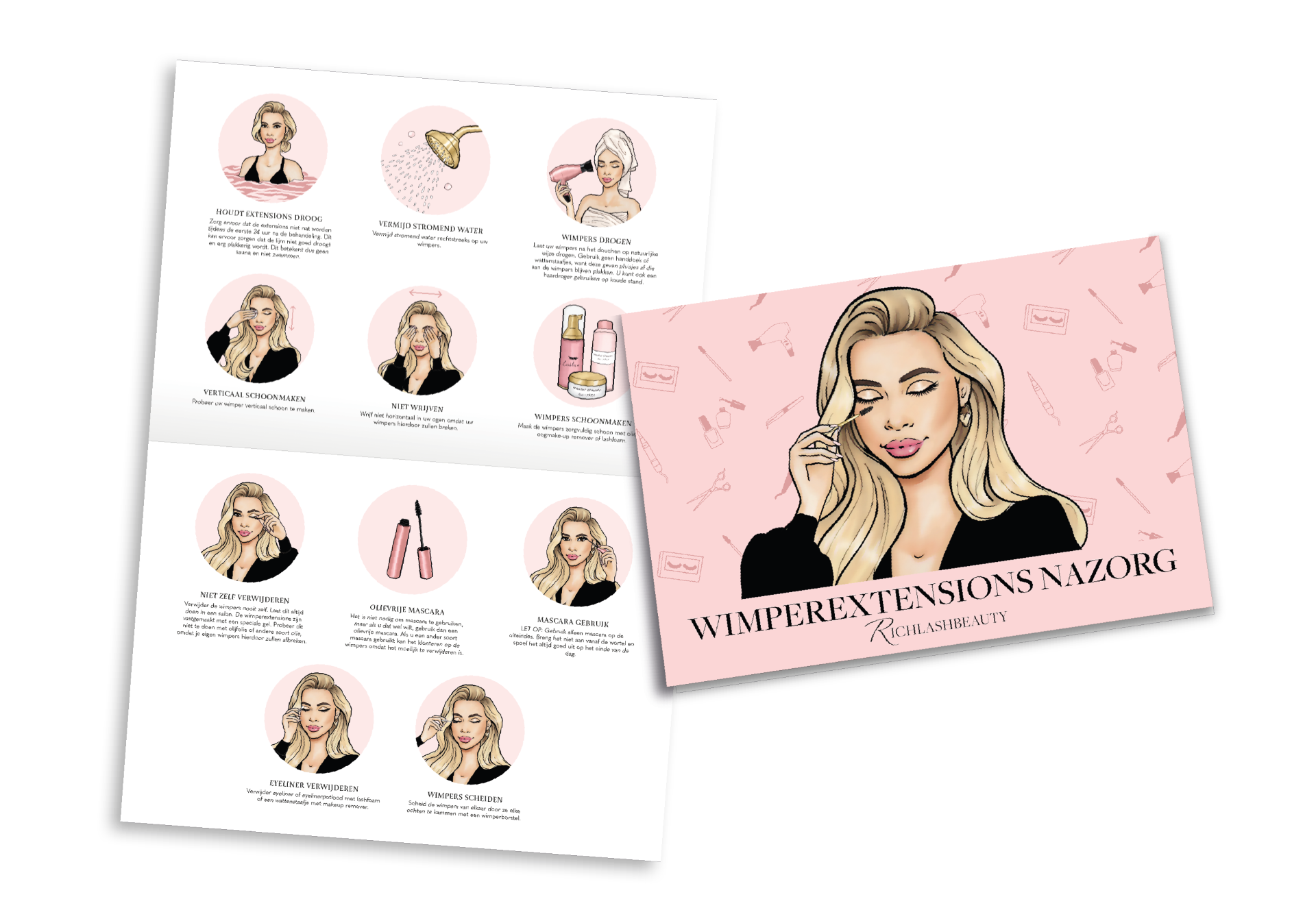 Lash aftercare card design for Rich Lash Beauty 2022