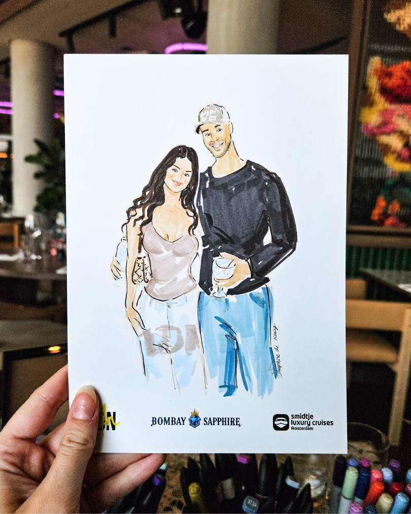 Live portrait of a couple made during an event at Hilton Hotel in Amsterdam